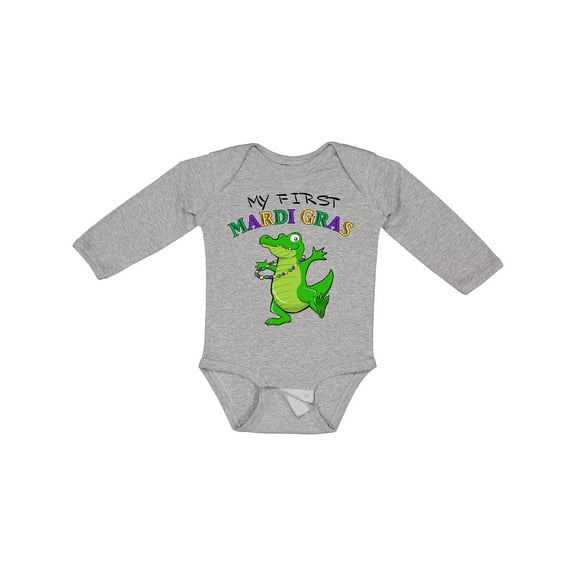 Inktastic My First Mardi Gras-alligator Boys or Girls Long Sleeve Baby Bodysuit