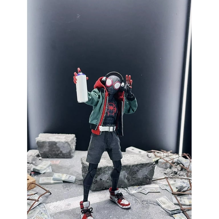 TIM Spider-M Miles Morales Real Clothes Full Body Movable Action Figure Model Replaceable Clothes, Heads, Hands Gift Box