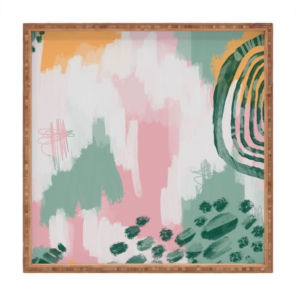 Society6 Pink In Abstract by Justin Shiels Square Bamboo Tray