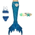 thumbnail image 1 of 4PCS Mermaid Tails for Swimming for Girls Kids Mermaid Swimsuit Costume Princess Bikini Set Bathing Suits_Special Gift, 1 of 4