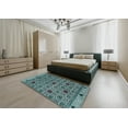thumbnail image 4 of Ahgly Tapis Rond Abstrait Bleu Foncé Gris Bleu Abstrait, 6 Pieds Rond, 4 of 6