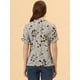 thumbnail image 4 of Blusas de mujer con volantes de manga corta floral con cuello simulado y volantes Gris XS, 4 of 5