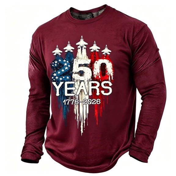 America 250 Shirt Casual Sporty Color Long Sleeve T Shirt Comfortable Athletic Fit Crew Neck Top For Daily Wear And Workout Activities For Men