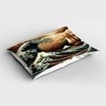 thumbnail image 2 of Ambesonne Nautical Pillow Sham, Ethnic Japanese Ocean Boat, 26" X 20", Cinnamon and Petrol Blue, 2 of 2