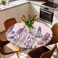 thumbnail image 3 of Watercolor Floral Fitted Tablecloth with Elastic Edged, Round Table Cloth for Dining Table, Spring Lavender Daisy Butterflies Pink Waterproof Oil Proof Table Cover for Indoor Outdoor 45"-54", 3 of 8