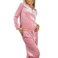 thumbnail image 4 of Jess by Meiko Women's Outfit Sets Long Sleeves Zip Jacket with Pants 2 Pieces Velour Tracksuit Set XS Pink, 4 of 8