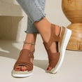 thumbnail image 5 of LFXJVY Wedge Heel Sandals For Women Platform Bohemian Style Open Toe Ankle Strap Backstrap Holiday Beach Summer Espadrille Brown 40, 5 of 8
