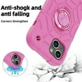 thumbnail image 6 of Rugged Case for iPhone 15 Ring Holder Kickstand Cover with Screen Protective Film, Heavy Duty Triple-Layers Military Grade Hybrid Shockproof Drop Resistant Case, Pink, 6 of 6
