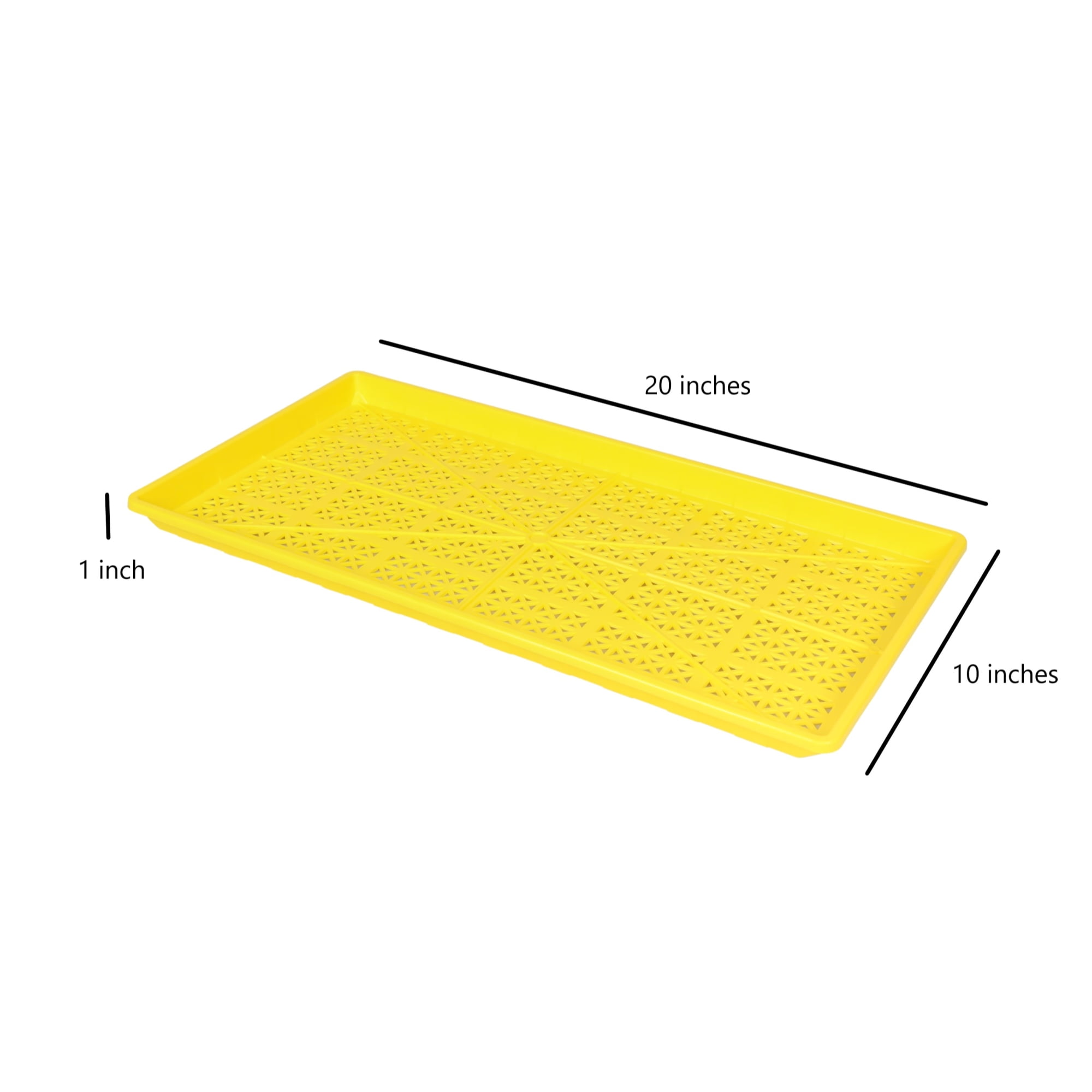 SUNPACK 10” x 20” Heavy Duty Mesh Plastic Seed Starting Tray, Yellow, 1" - Ensures Water Drainage and Aeration, Perfect for Greenhouses or Indoor Gardening