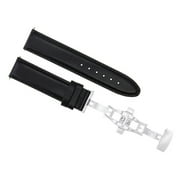 18MM LEATHER BAND SMOOTH STRAP DEPLOYMENT CLASP FOR JAEGER LECOULTRE BLACK