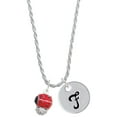 thumbnail image 1 of Delight Jewelry Silvertone Red Ladybug Spinner Silvertone Script Initial Disc - F - Charm Necklace, 20"+3", 1 of 4