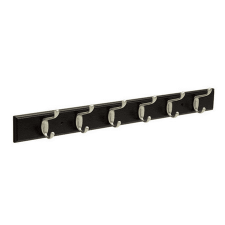 

Franklin Brass 26 1/2 6 Hook Coat/Hat Rail Black w/ Satin Nickel Heavy Duty Hooks
