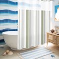 thumbnail image 6 of No Hook Shower Curtain, Sage Green Striped Shower Curtains for Bathroom with See Through Top Window, Modern Minimalist Lines Art Waterproof & Washable Bath Curtain Stall 48"x72", 6 of 9
