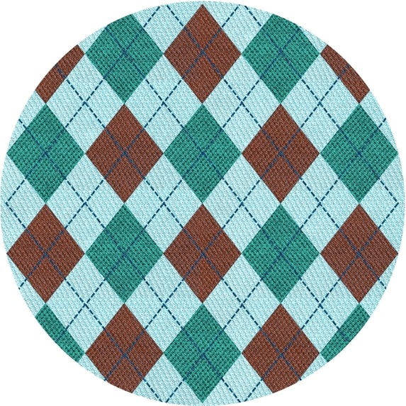 Ahgly Company Machine Washable Indoor Round Transitional Tron Blue Area Rugs, 6' Round