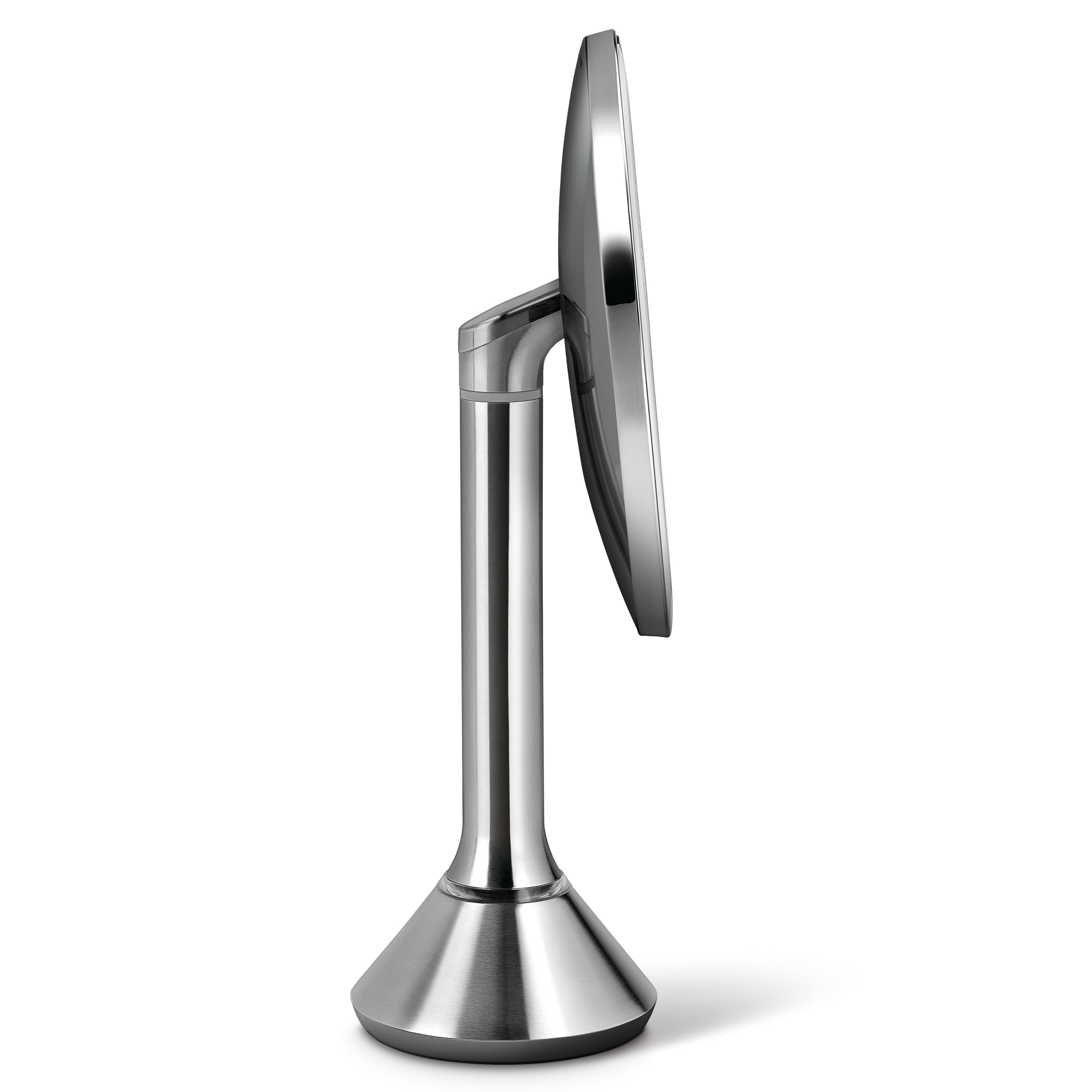 simplehuman 8" Round Sensor Makeup Mirror with Touch-Control Brightness, 10x Magnification, Cordless, Brushed Stainless Steel | Like-New