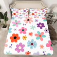 thumbnail image 2 of Homewish Cute Cartoon Flower Bed Sheets,Colorful Daisy King Sheets,White Red Pink Sheet Set For Girls,Ultra Soft Home Decor,4 Pieces, 2 of 7