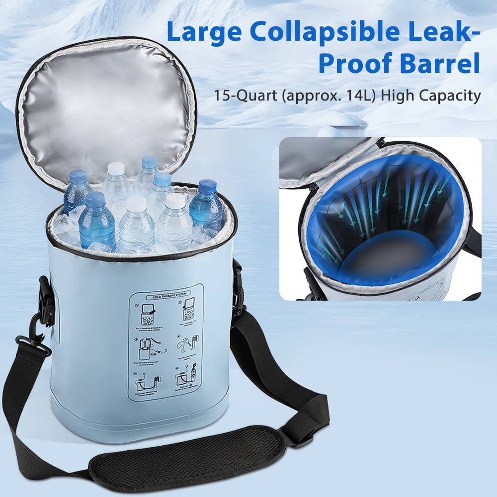 Cold Machine for Knee - Ice Machine 5 Flow & 6 Timer, Cold Pack Machine 15QT Leak-Proof Ice Barrel, Portable Ice Machine for Assist Relaxation for Knee, Shoulder & Ankle, Grey