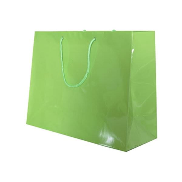 JAM Glossy Gift Bag, 13 x 10 x 5, Lime Green, 1/Pack, Large Horizontal