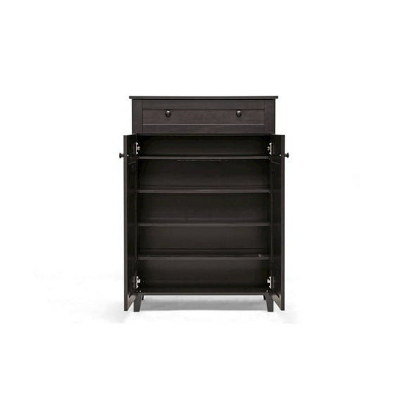 Baxton Studio Glidden Dark Brown Wood Modern Shoe Cabinet (Tall)