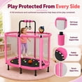 thumbnail image 4 of 60" Toddler Trampoline with Enclosure Net, Kids Trampoline with Basketball Hoop, SHINPT Indoor Trampoline for Kids, Small Trampoline with Ocean Balls, Mini Trampoline with Rings, Gift for Boys Girls, 4 of 10