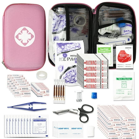 274 Pcs First Aid Kit Supplies Home Essentials Emergency Kit with Bandages Scissors Pink Bag YIDERBO