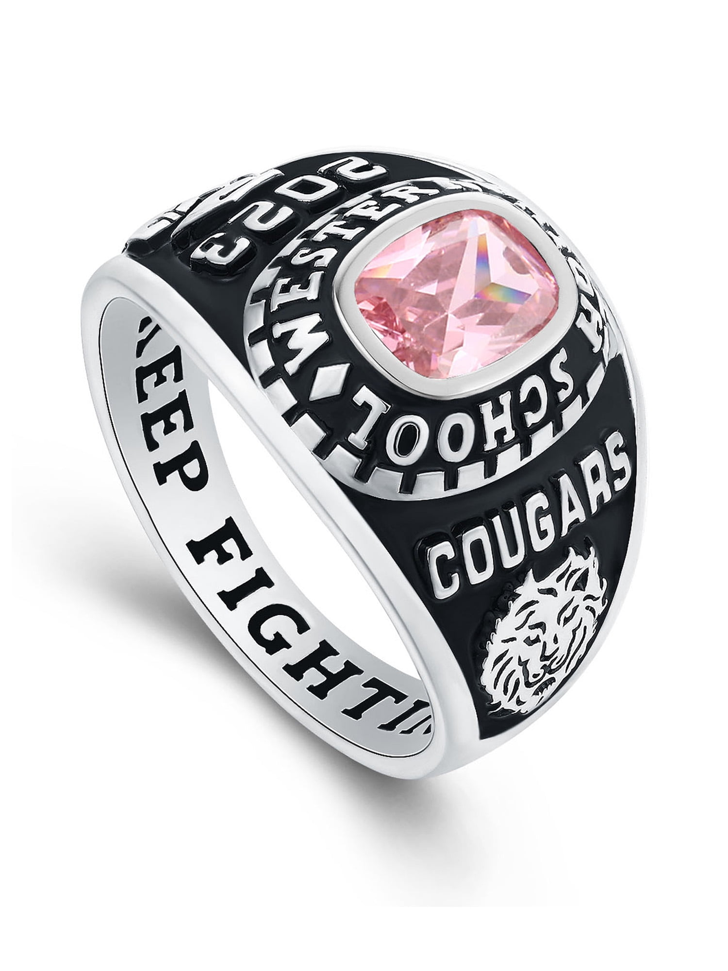 Mementos USA Custom Class Rings 10kt White Gold for Women High School College-Ultimate