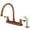 Antique Copper, variant on Kingston KB725AL Vintage Two-Handle 4-Hole 8" Centerset Kitchen Faucet with Side Sprayer in Oil Rubbed Bronze