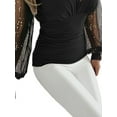 thumbnail image 4 of Gvmfive Womens Sheer Sleeve Blouse V Neck Long Sleeve Shirt Tops, 4 of 4