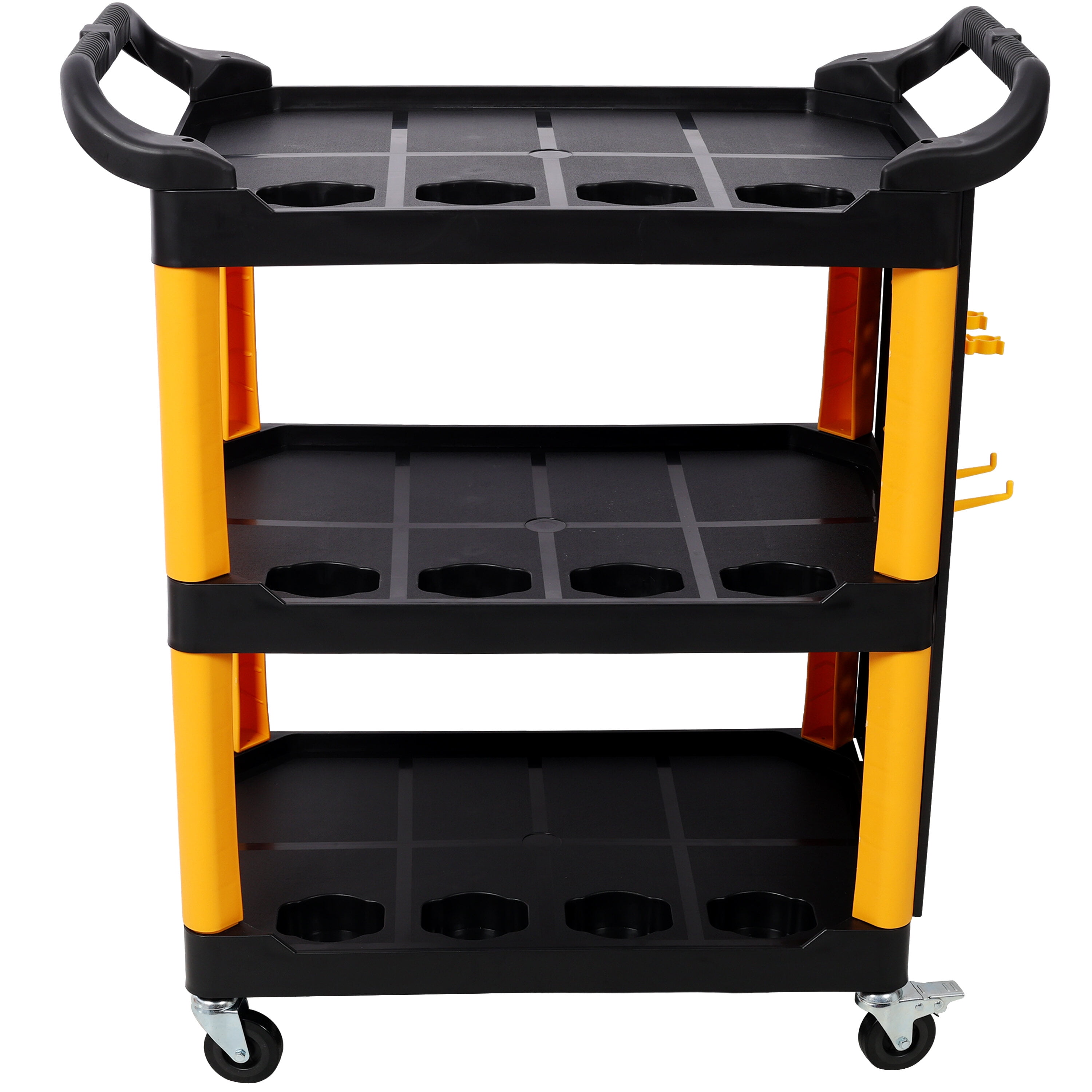 Tool Cart, 3 Tier Rolling Auto Detail Cart With Wheels,With Panel & Hook,for Detailers Garage, Workshop, Repair Shop, Storage Tool, Yellow&Black, Yellow+Black Tool Storage Cart,Mechanics Tool Cart