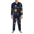 thumbnail image 3 of Salouo Solar System Print Button-Front Long Sleeve Pajama Set for Men, Soft 2Pjs Men's Long Sleeve Sleepwear-XX-Large, 3 of 7