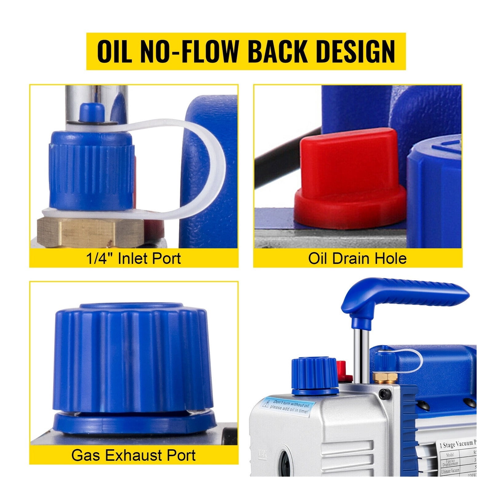 3CFM 1/3HP Refrigerant Rotary Vane Vacuum Pump A/C Vacuum Evacuation Pump Electric Air Vacuum Pump Cooling Systems ,Outstanding Oil Inlet System