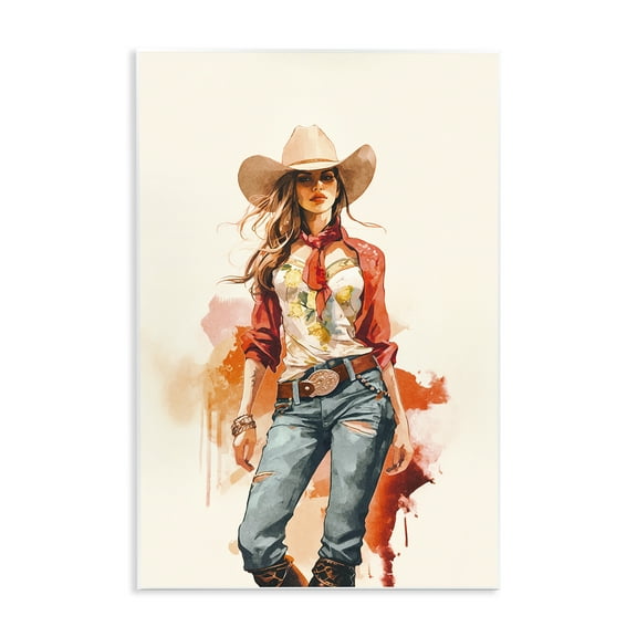 Stupell Industries Wild West Cowgirl Charm People Painting Unframed Art Print Wall Art, 10 x 15