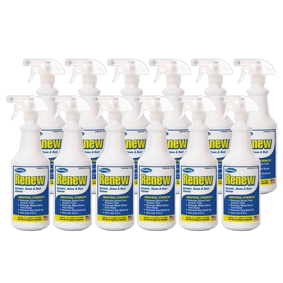 ComStar Renew, 1 Quart, Multi-Purpose Rust Remover & Ceramic Tile Cleaner, Instantly Eliminates Iron & Mineral Stains, Safe for Steel, Rubber & Masonry, Fast-Acting & Ready-to-Use (PACK OF 12)