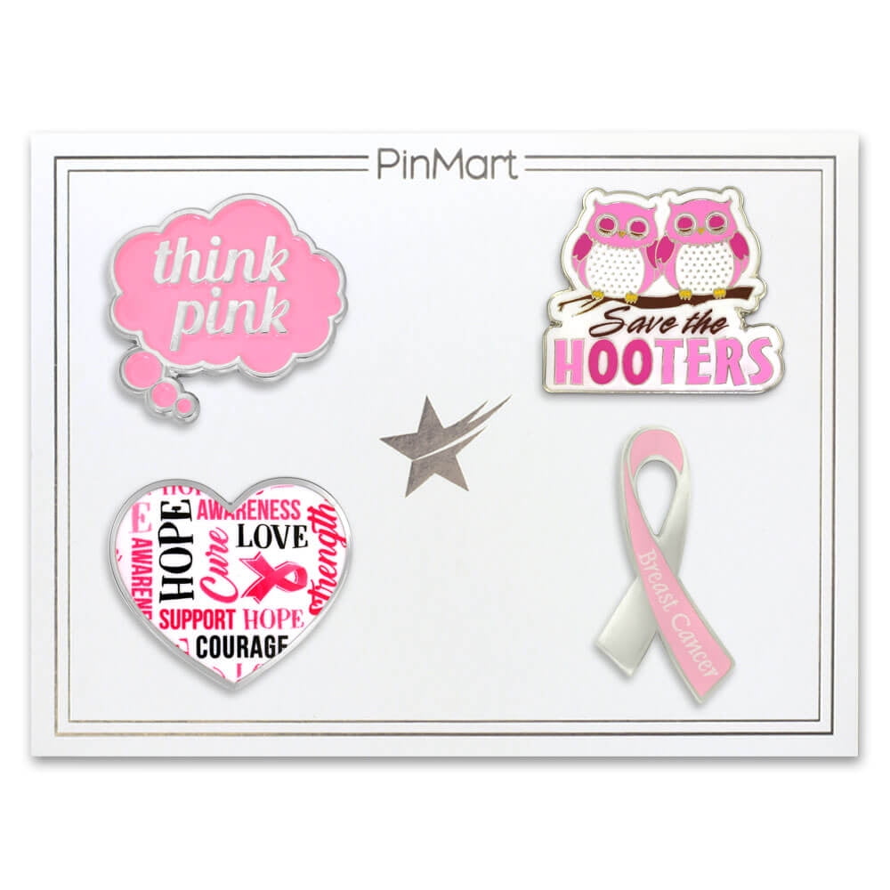 PinMart Think Pink Word Bubble Breast Cancer Awareness Enamel Lapel Pin