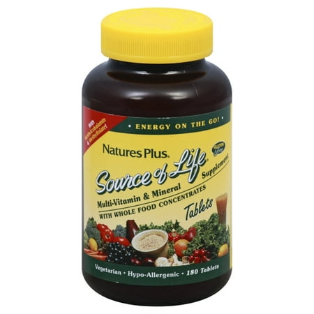 Nature's Plus - Source Of Life Multi-Vitamin & Mineral Supplement with Whole Food Concentrates - 180