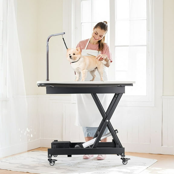 Industrial Electric Lift Cart 330 Lbs | Heavy-Duty Steel Scissor Lift Platform | 4 Wheel Dolly for Workshop, Warehouse, Manufacturing