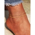 thumbnail image 2 of PROSTEEL 2 Pcs Stainless Steel Summer Anklet for Women 14K Gold Plated Paperclip Charm Bracelet Beach Jewelry Birthday Gift 8.5 Inch Chain, 2 of 7