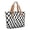 Black and White Wavy Checkered, variant on Black and White Checkered Pattern Large Tote Bag for Women, Polyester Roomy Carryall with Pockets and Zipper, Durable Gifts Ideas for Women Men