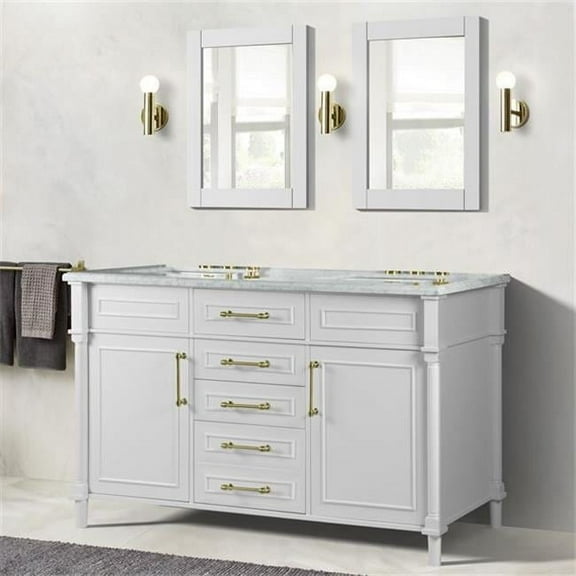 Bellaterra Home 800632-60DGD-WH 60 in. Double Vanity with Carrara Marble Top, White