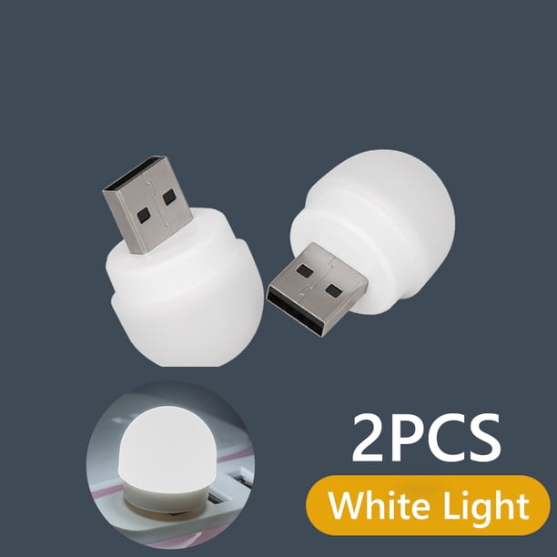 Lámpara de enchufe USB Computadora Carga de energía móvil Luz nocturna USB (2 piezas-Blanco) Universal Accesorios Electrónicos