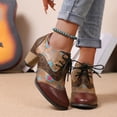 thumbnail image 5 of Guttear Women's Oxford Loafers Shoes with Retro Ethnic Printed Style, Brock Design for Casual and Fashion Collegiate Style, 5 of 9