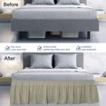 thumbnail image 3 of PiccoCasa Polyester Brushed Bed Skirt with Elastic Dust Ruffles 16" Drop, Queen Khaki, 3 of 8