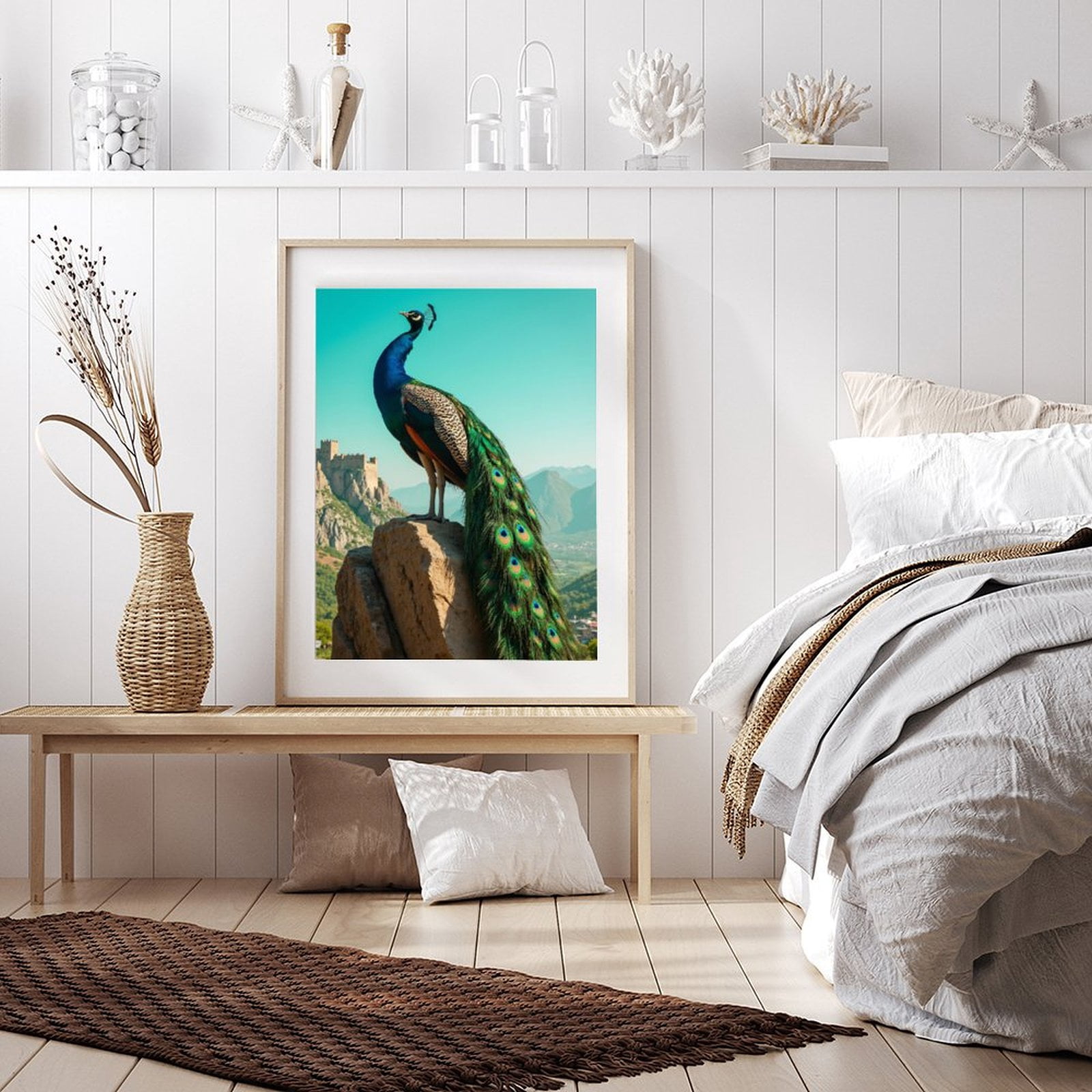 Diamond Art Kit for Adults, Peacock Castle Rock Scenic View Diamond Painting for Adults Beginners, 5D DIY Diamond Art Painting Kits, Colorful Diamond Painting Craft for Home Decor 12x16