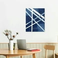 thumbnail image 3 of COMIO  Blue Abstract Wall Art Navy Blue Bathroom Decor Blue Pictures Wall Decor Modern Home Decor Geometric Canvas Wall Art Framed (Navy Blue), 3 of 5