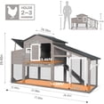 thumbnail image 4 of PETSCOSSET Wooden Chicken Coop for 2-3 Chickens, Chicken Tractor with Nesting Box, Pull-Out Tray, Asphalt Roof, Gray, 4 of 10