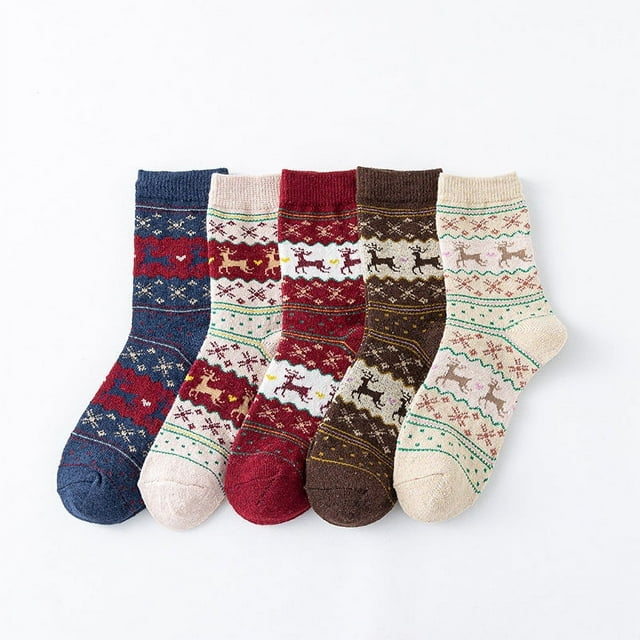 B Christmas Socks Ladies Boxed Wool Socks Mid-Calf Japanese Deer Socks Women'S And Winter Models Gift Box Socks