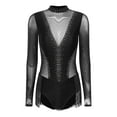 thumbnail image 3 of LiiYii Womens Fringe Leotard Glittery Rhinestones Long Sleeve Tassel Bodysuit Figure Skating Costume Black XXL, 3 of 7