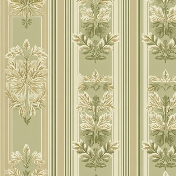 Peel and Stick Wallpaper Vintage Floral Geometric Olive Green Cream Tones Wall Mural 23.6in x 9.8ft Self Adhesive Removable Wall Paper Renter Friendly Wallpaper for Bedroom Studio Lake House