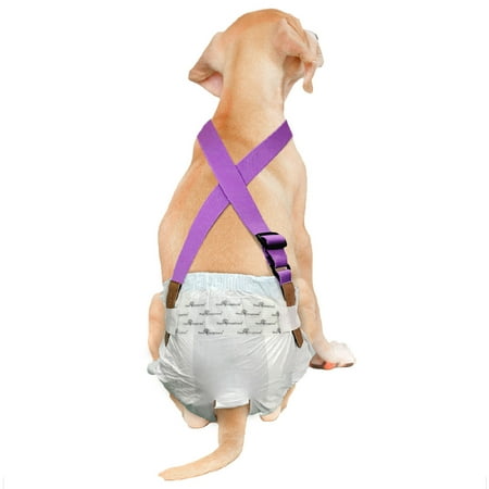 UPC: 0682198767950 | Paw Inspired Dog Diaper Suspenders | Keep Male Dog Wraps and Female Dog Diapers Stay on with Suspenders | Fits Washable and Disposable Puppy Doggie Cat Pet Diapers and Male Dog Belly Band(S/M  Purple)