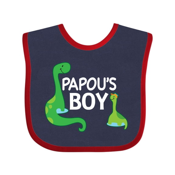 Inktastic Papou's Boy Grandson Dinosaur Boys Baby Bib